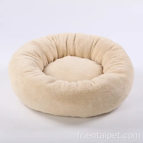 Chien rond chaud en peluche fausse lit de chat